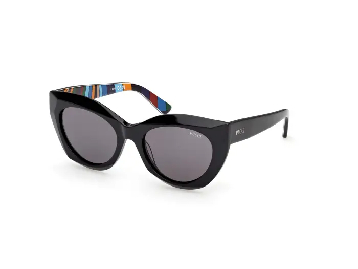 EMILIO PUCCI Donna EP0257 01A Occhiali da sole Nero Fumo Geometrica Normale
