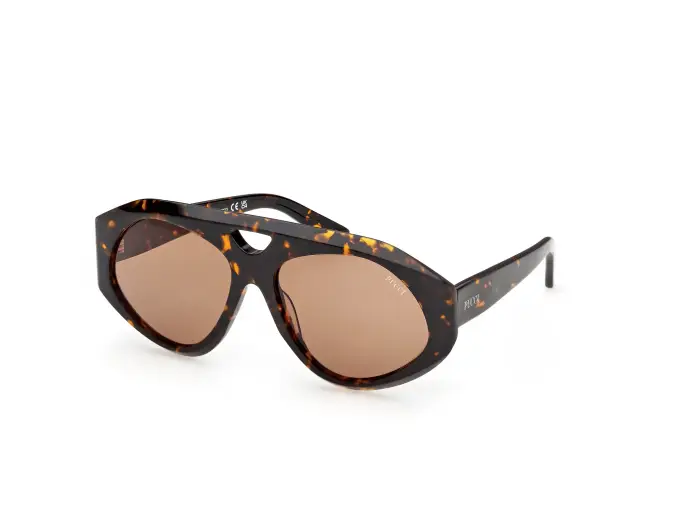 EMILIO PUCCI Donna EP0258 52E Occhiali da sole Havana Marrone Squadrata Normale