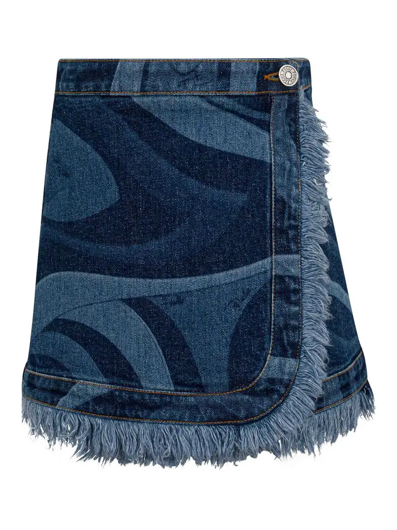 Emilio Pucci Gonna Sfrangiata Blu