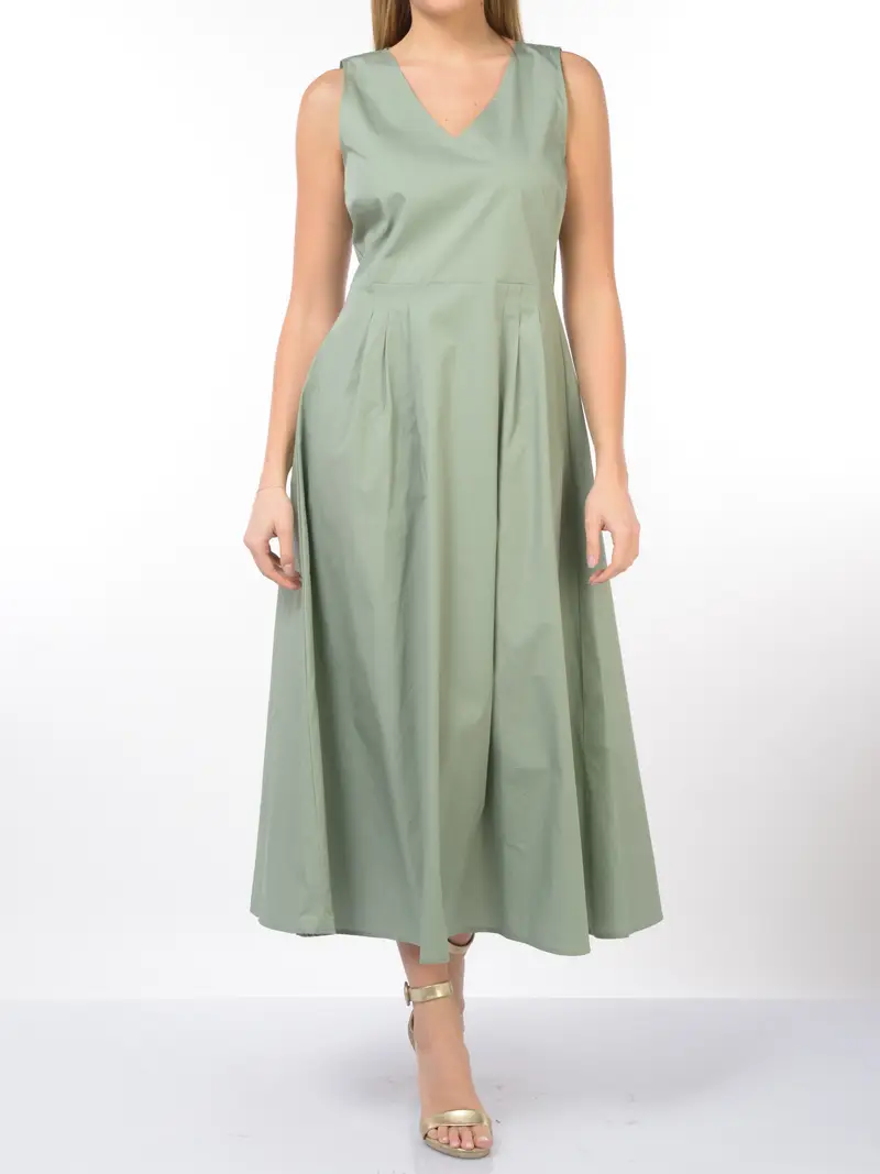 EMME BY MARELLA abito lungo da donna senza maniche con pinces Verde