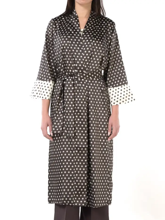 EMME BY MARELLA blusa da donna modello lungo e aperto a fantasia MARRON