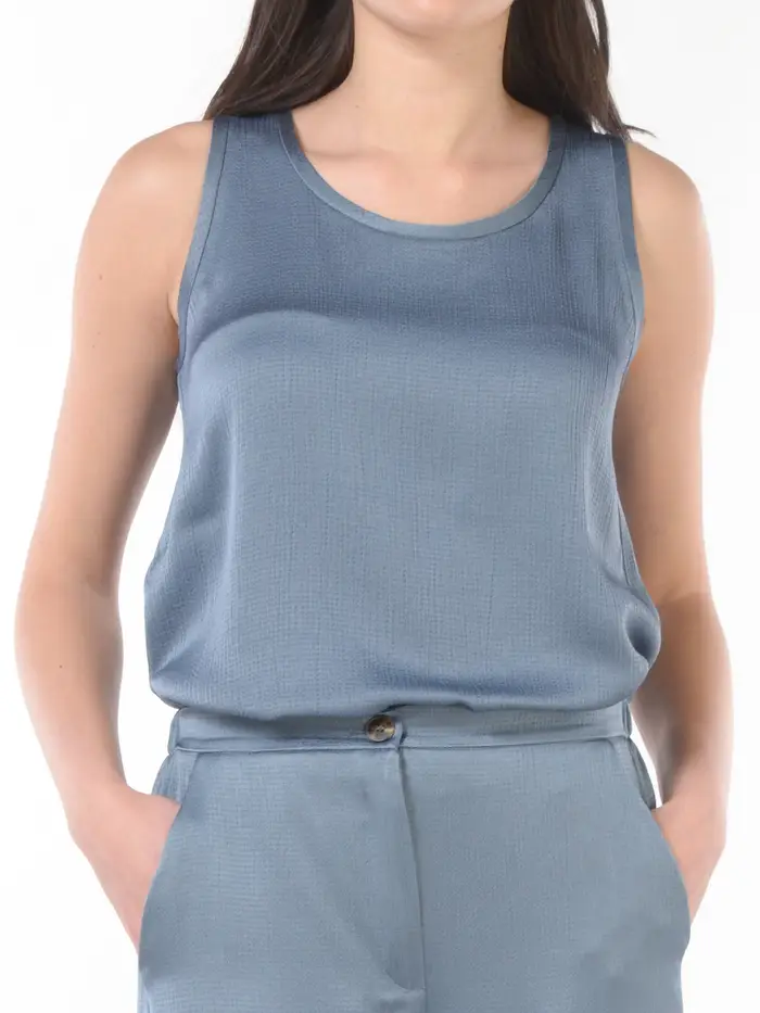 EMME BY MARELLA blusa da donna senza maniche in tessuto fluido Blu