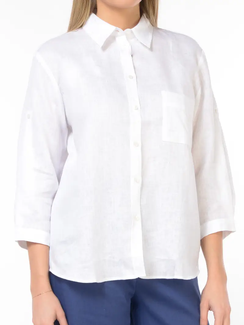 EMME BY MARELLA camicia da donna in lino con manica a tre quarti Bianco