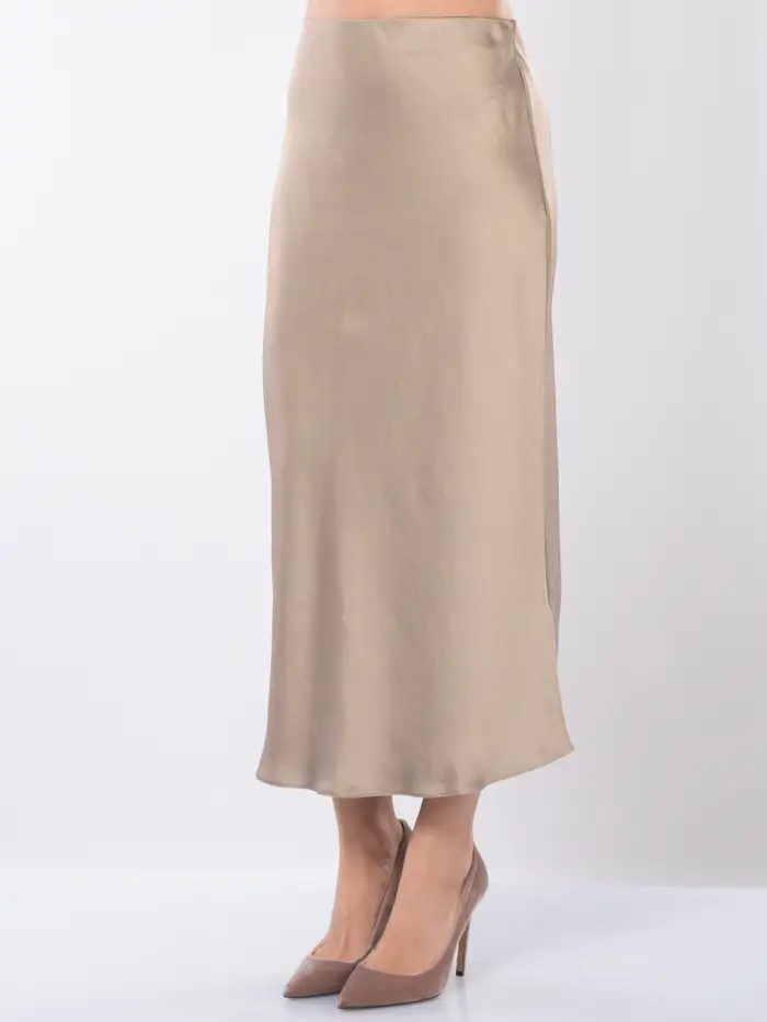 EMME BY MARELLA gonna lunga da donna dritta effetto raso BEIGE