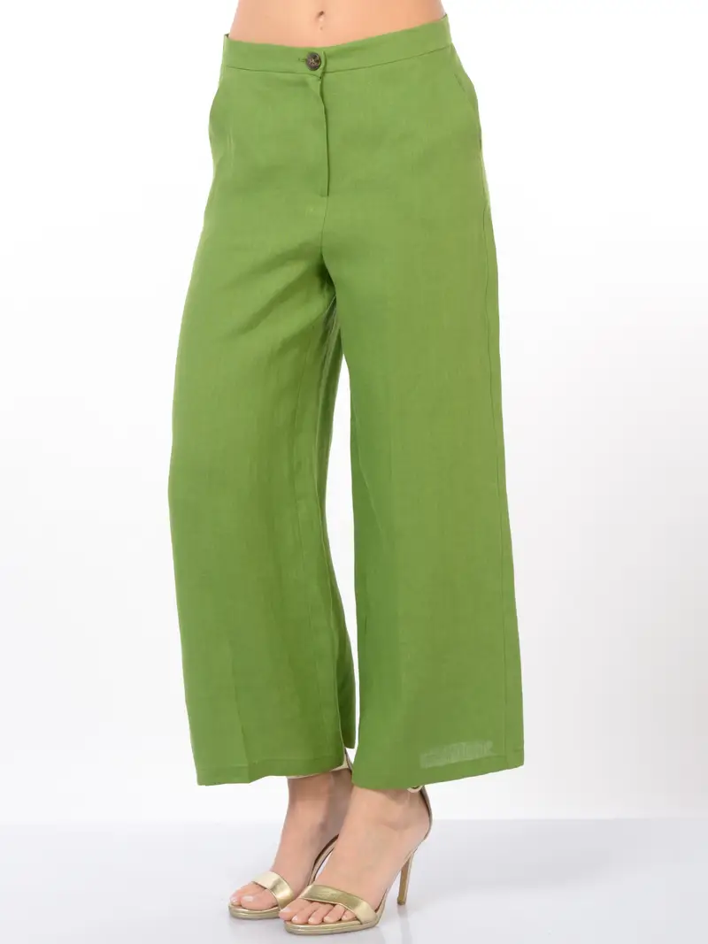 EMME BY MARELLA pantalone da donna ampio in lino Verde