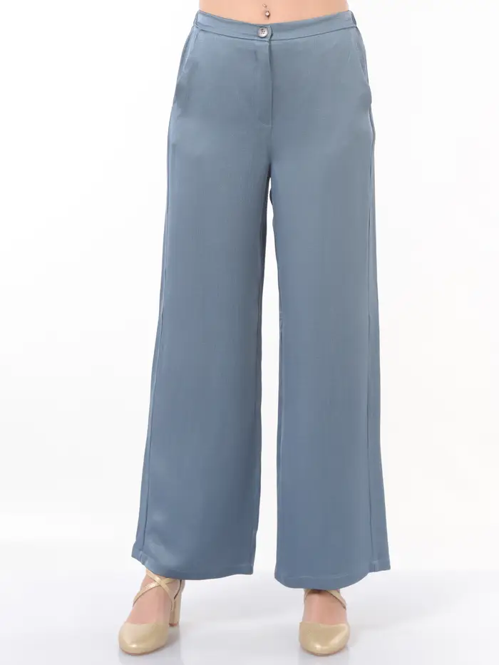 EMME BY MARELLA pantalone da donna ampio in tessuto fluido Blu