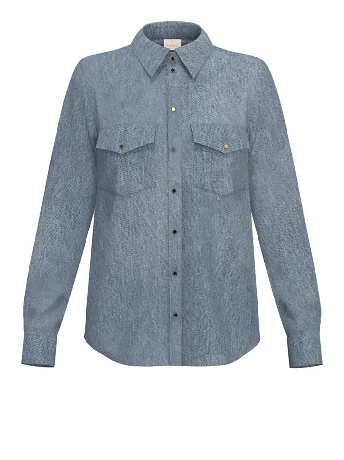 camicia jeans emme marella da donna - blu