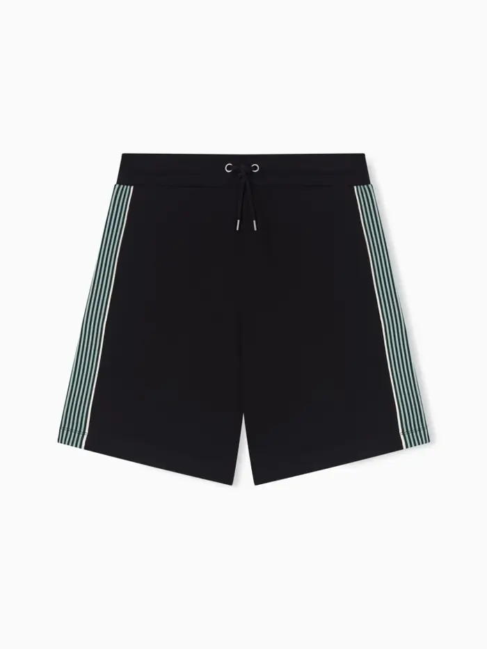 Emporio Armani bermuda logo series neri con righe verdi laterali