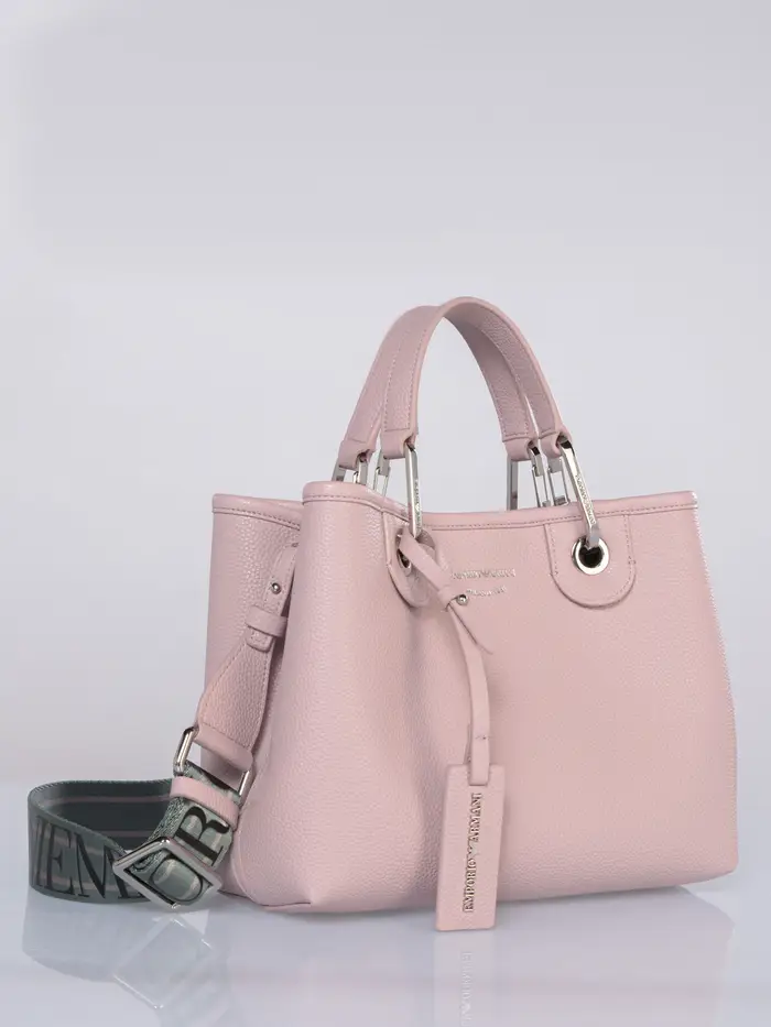 borsa a mano da donna Emporio Armani Medium con logo e charms ROSA