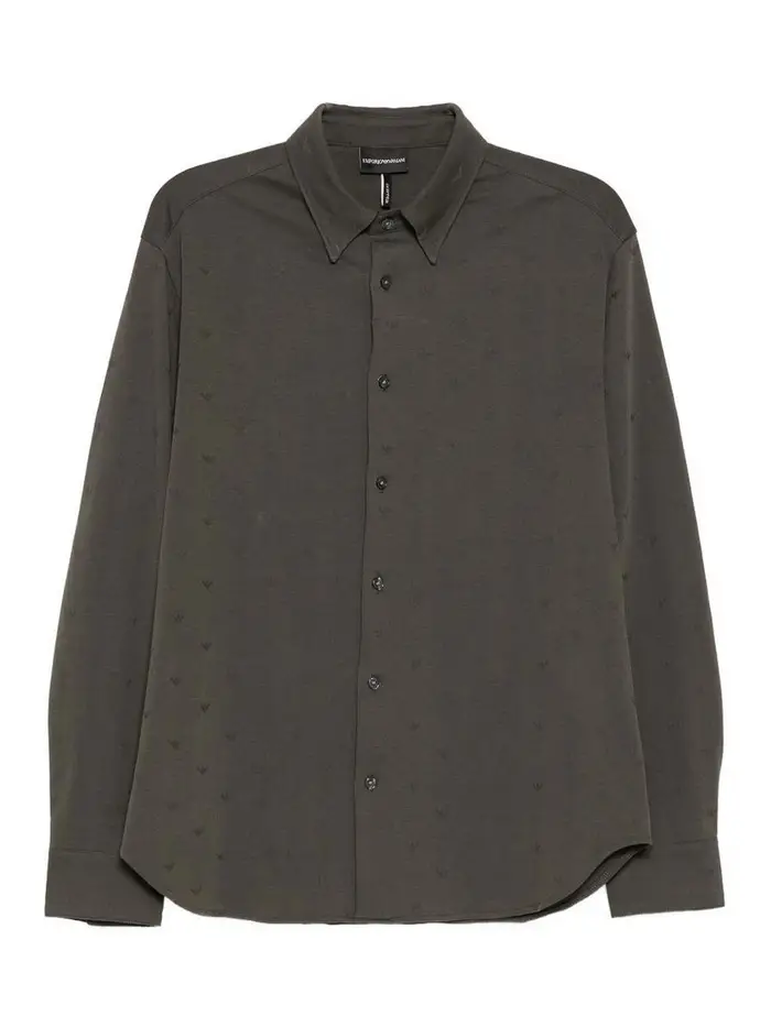 Emporio Armani Camicia in cotone con logo Grigio