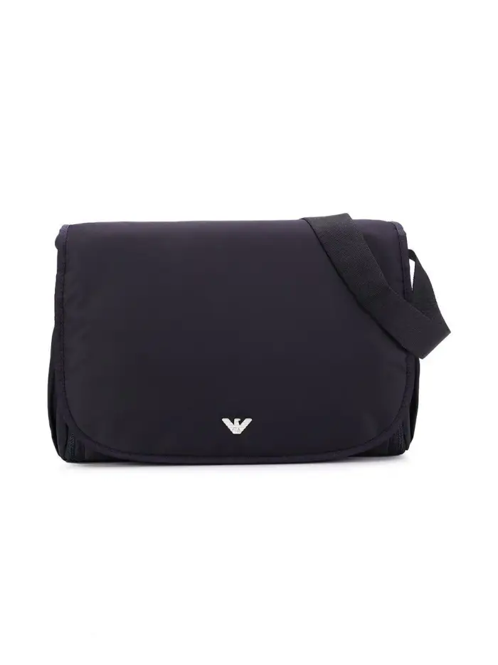 EMPORIO ARMANI KIDS Borsa Mamma blu notte placchetta logo