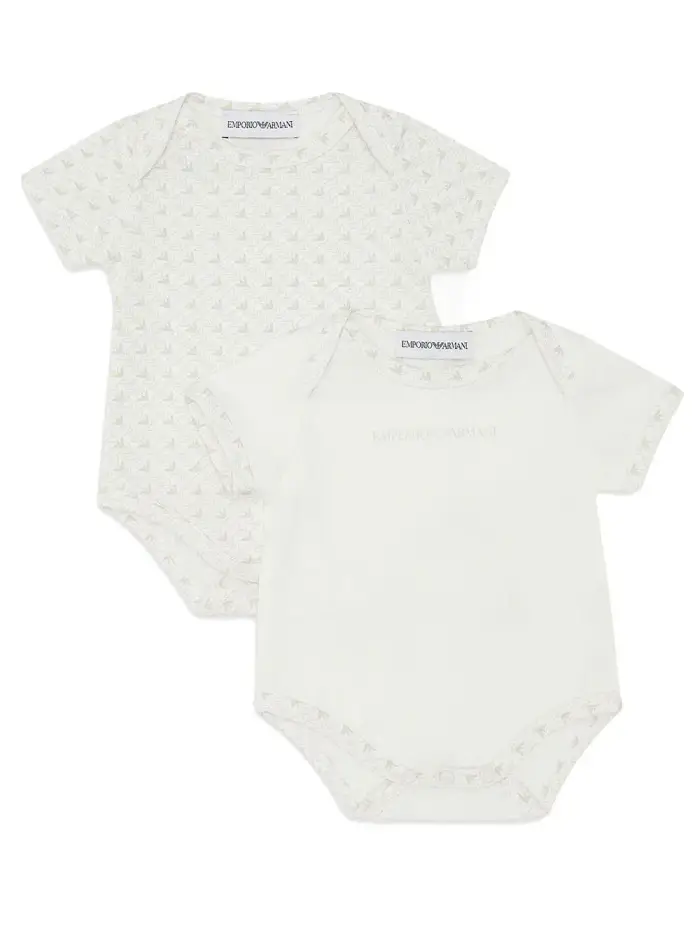 EMPORIO ARMANI KIDS Set body beige logati neonato (2pz)