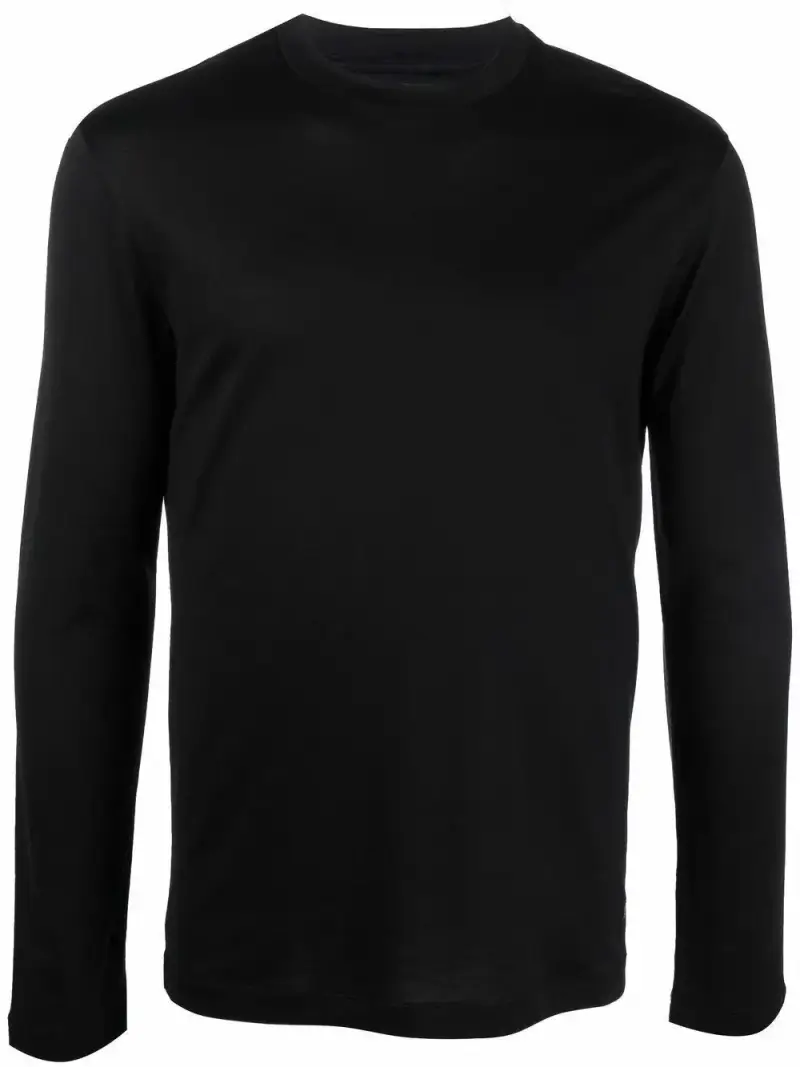 Emporio Armani Maglione nero con collo a giro e maniche lunghe