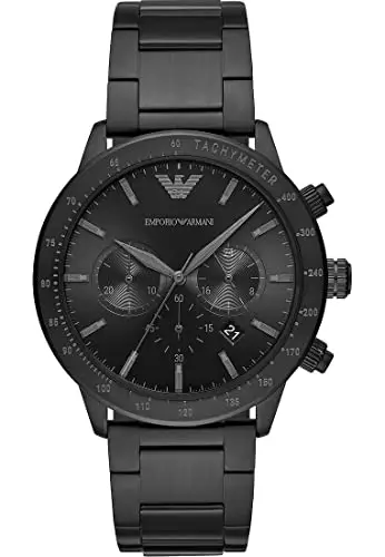 Emporio Armani Orologio Uomo, movimento cronografo al quarzo, cassa in acciaio inossidabile nero da 43 mm con bracciale