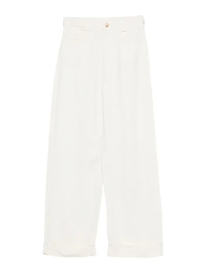 Emporio Armani Pantaloni in Misto Lino Crema