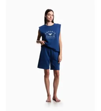 Emporio Armani per donna EW000496_AF19031 Iconici bermuda blu navy in spugna leggera, Homewear, Cotone
