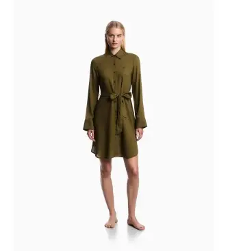 Emporio Armani per donna EW000817_AF20252 Abito da spiaggia verde, Casual, Viscosa, Manica lunga