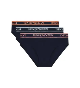 Emporio Armani per uomo EM000258_AF20669 Set di 3 slip con logo blu navy, Homewear, Cotone