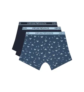 Emporio Armani per uomo EM000371_AF20669 Set 3 boxer Core con logo blu, Homewear, Cotone, Navy