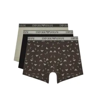 per uomo EM000371_AF20669 Set di 3 boxer Core Logoband grigio, blu navy (M), Nero, Homewear, Cotone