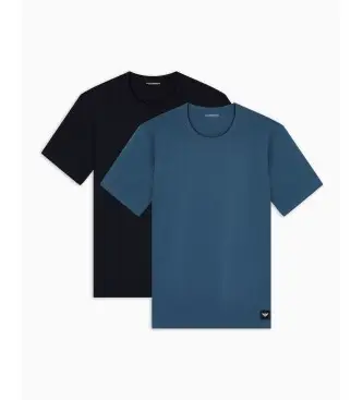 Emporio Armani per uomo EM000391_AF20673 Set di 2 magliette Essential Logolabel blu, blu navy, Homewear, Cotone, Manica corta