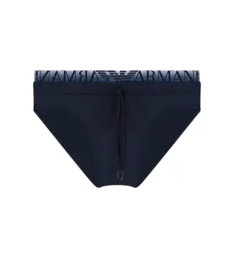 Emporio Armani per uomo EM000582_AF20432 Slip da bagno con fascia del logo blu navy, Beachwear, Poliamide