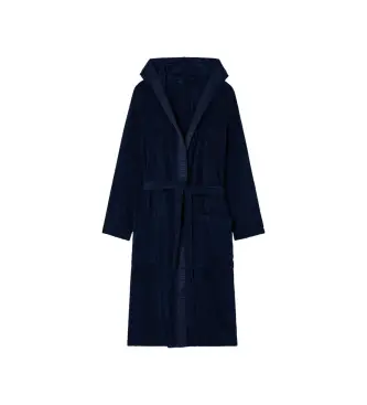 Emporio Armani per uomo EM002255_AF14986 Accappatoio in spugna con logo sul bordo blu navy, Homewear, Cotone