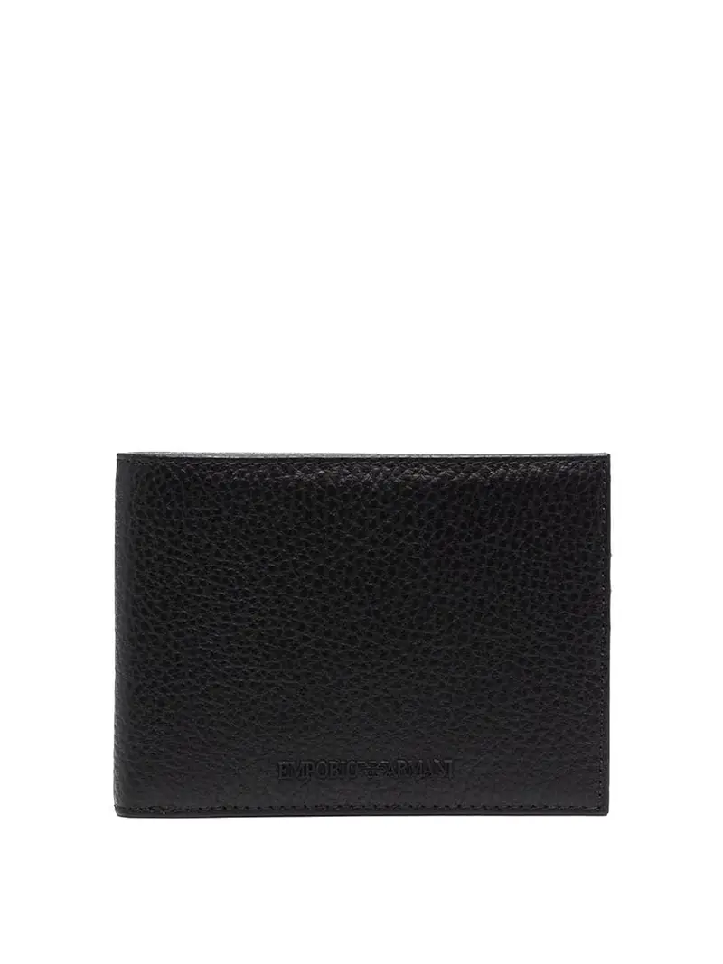 Emporio Armani Portafoglio bi-fold in pelle martellata Nero