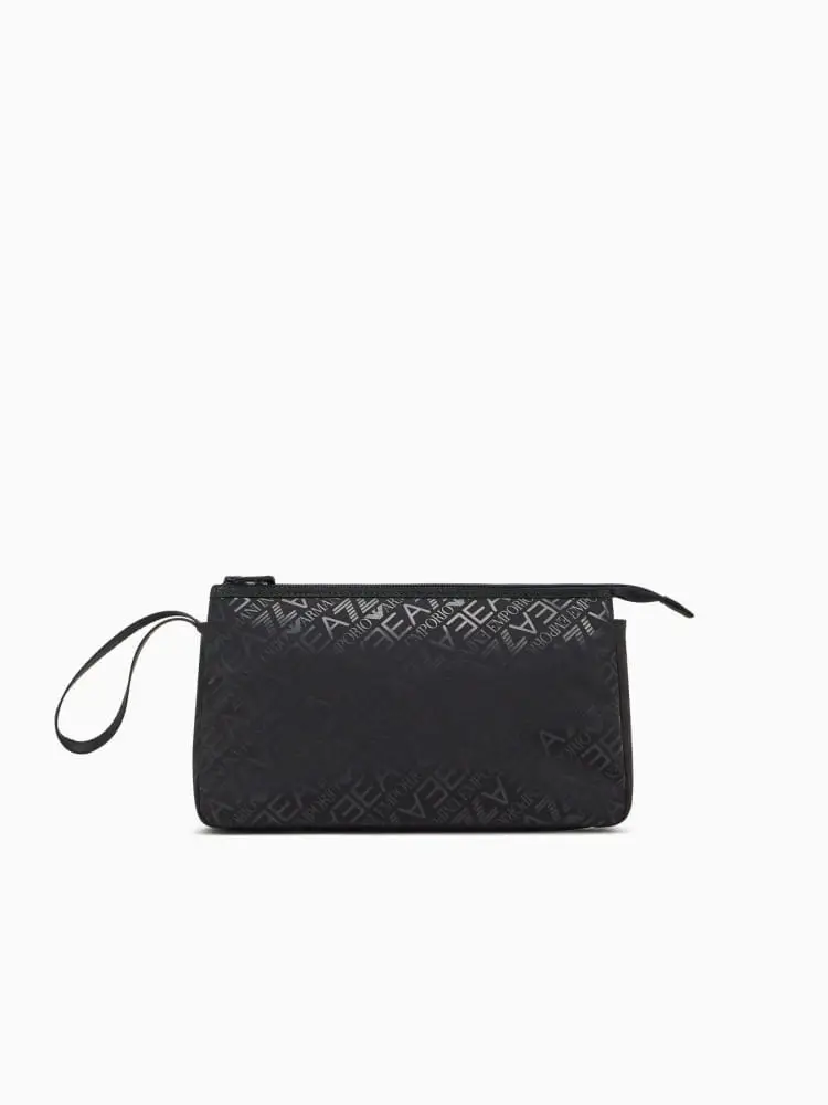 Emporio Armani pouchette uomo in tessuto tecnico monogram nero
