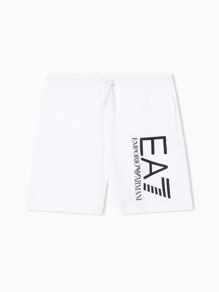 Emporio Armani shorts core identity in cotone bianco logo nero