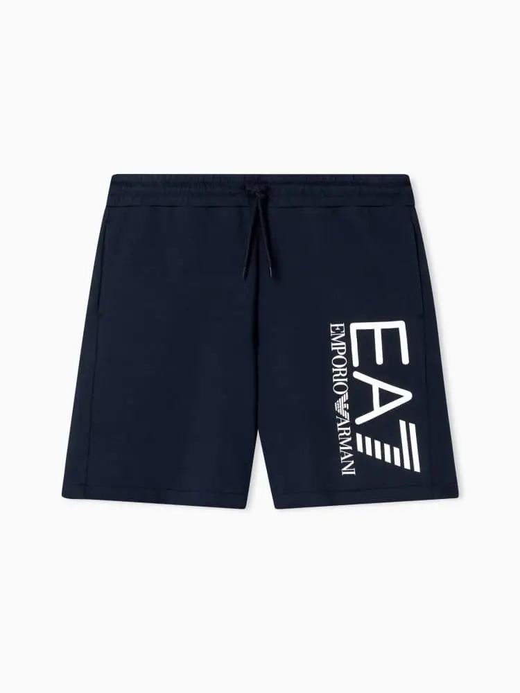 Emporio Armani shorts core identity in cotone blu logo bianco