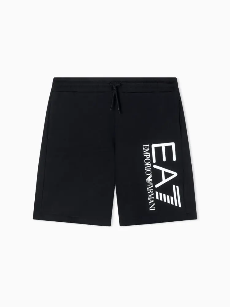 Emporio Armani shorts core identity in cotone nero logo bianco