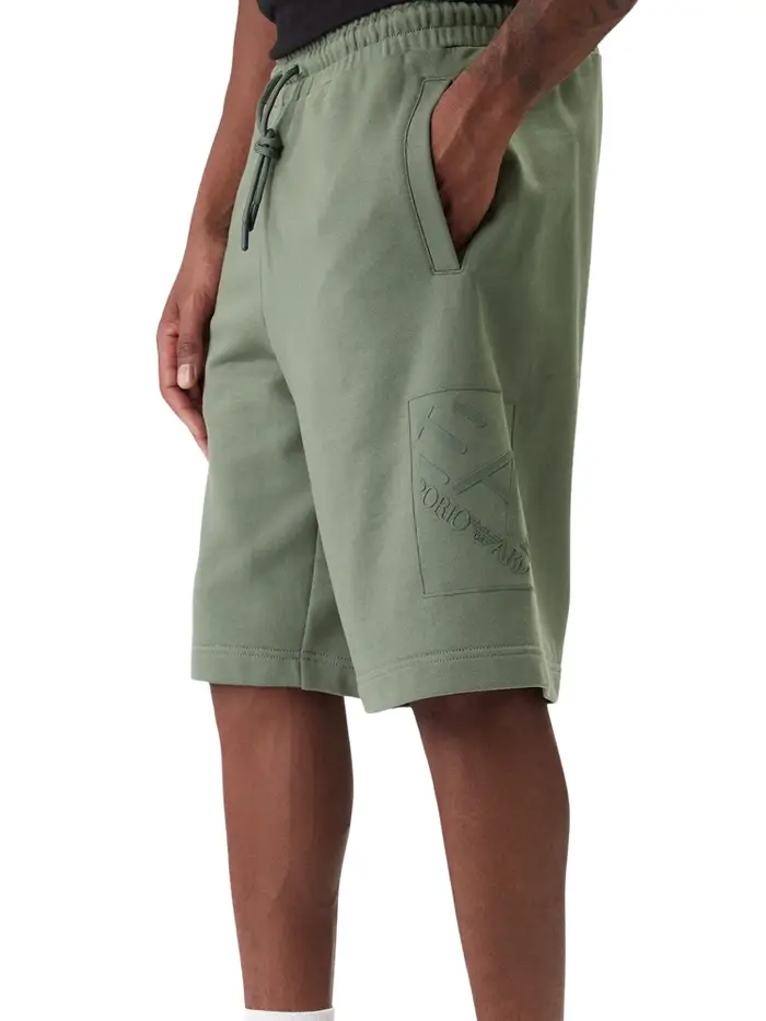 Emporio Armani shorts logo series in cotone verde con logo su tono