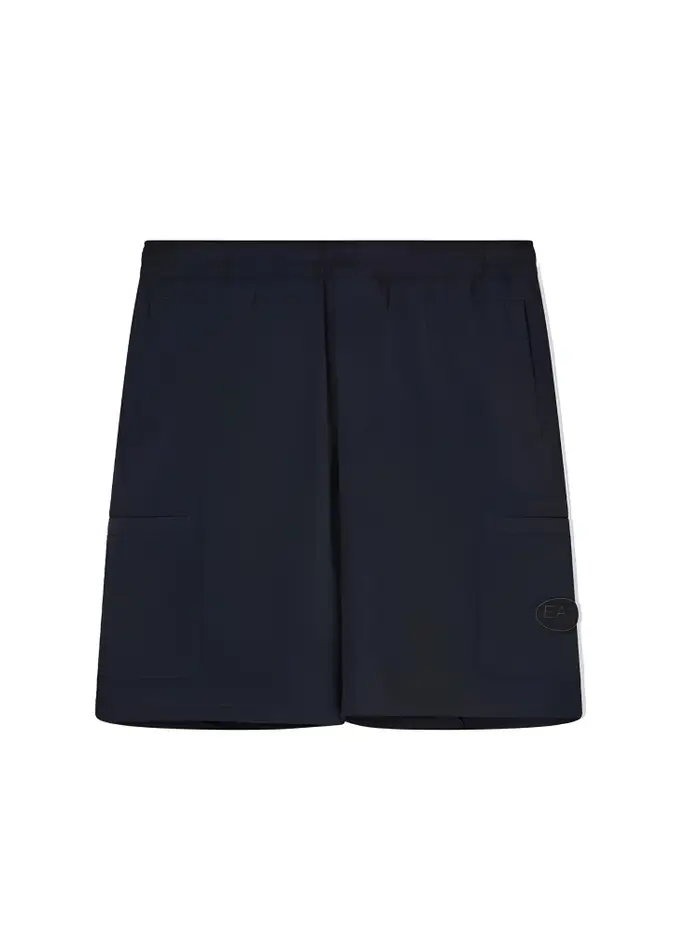 Emporio Armani shorts uomo in tessuto tecnico ventus blu con logo