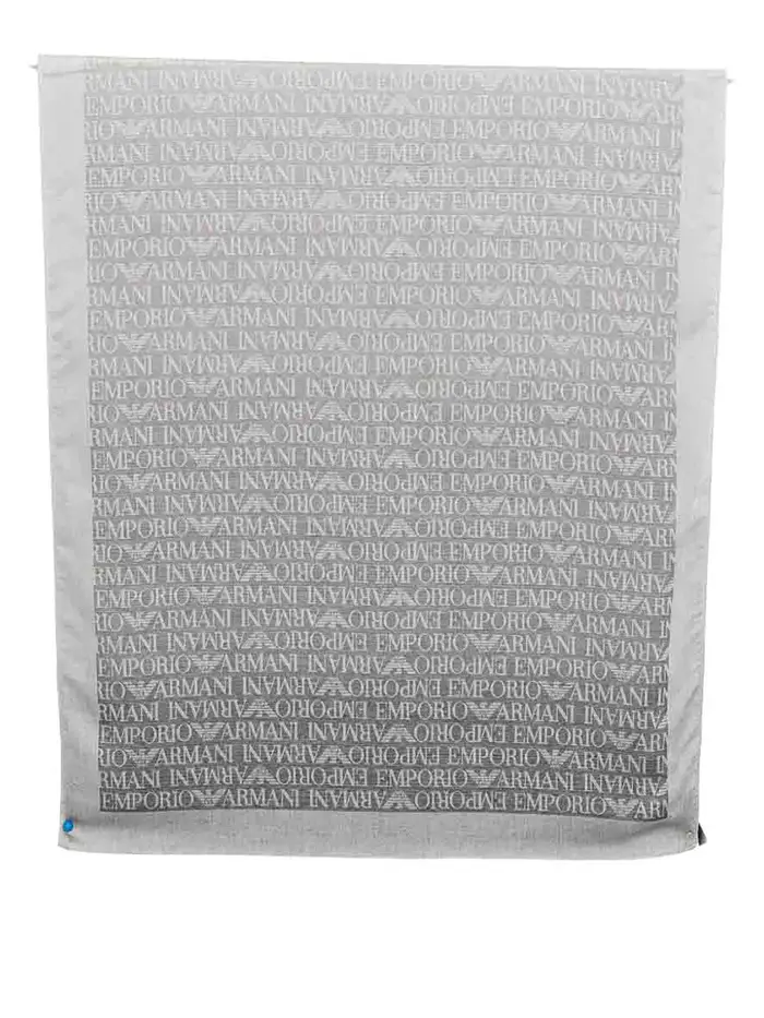 Stola con logo all-over Grigio