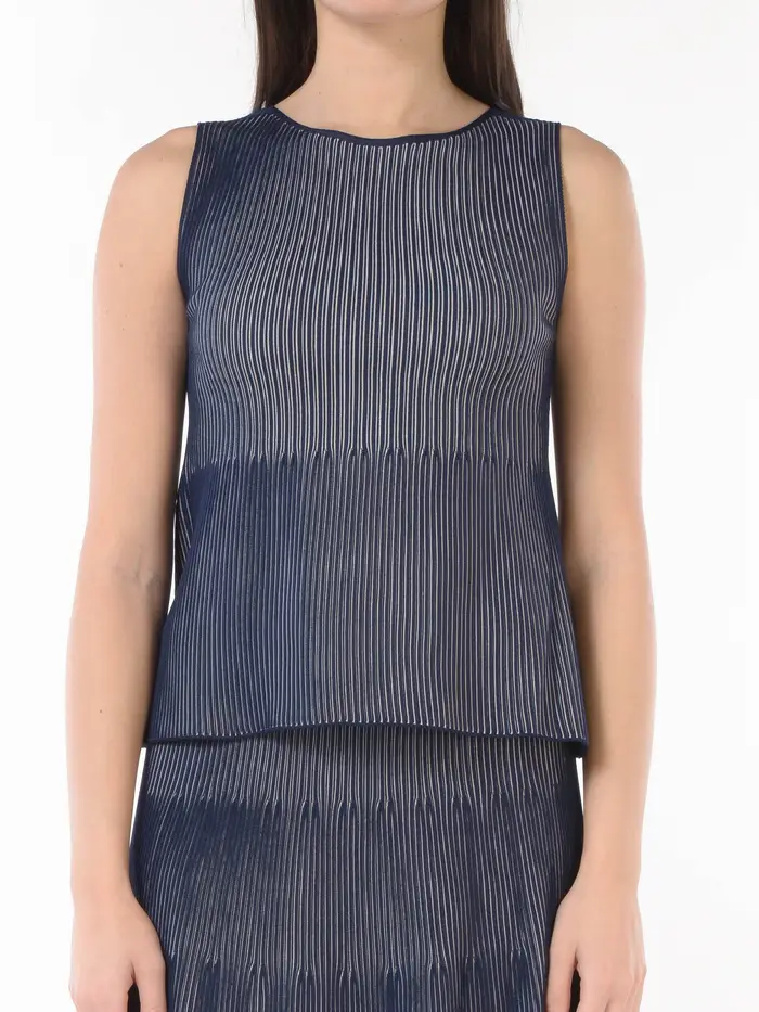top da donna Emporio Armani in maglia effetto riga Blu