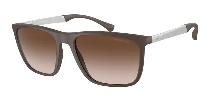 Emporio Armani Uomo EA4150 534213 Occhiali da sole Iniettato Marrone Marrone Squadrata Normale Sfumato