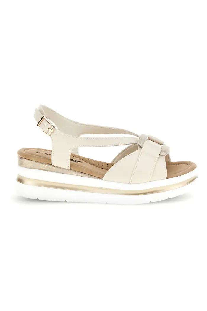 Sandali beige con fasce incrociate e memory soft Energy E490 [PANNA]