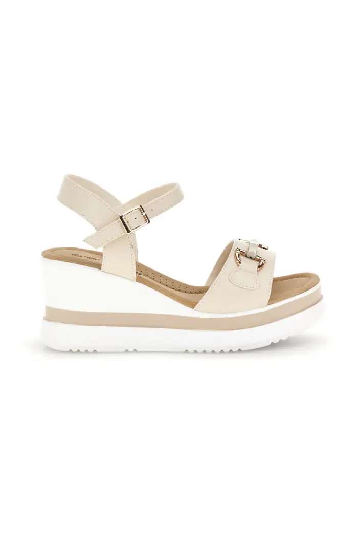 Sandali beige con zeppa e memory soft Energy E488 [PANNA]