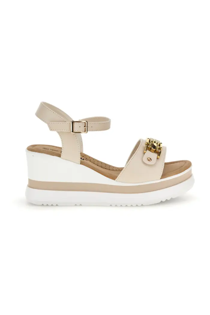 Sandali beige con zeppa e memory soft Energy E804 [PANNA]