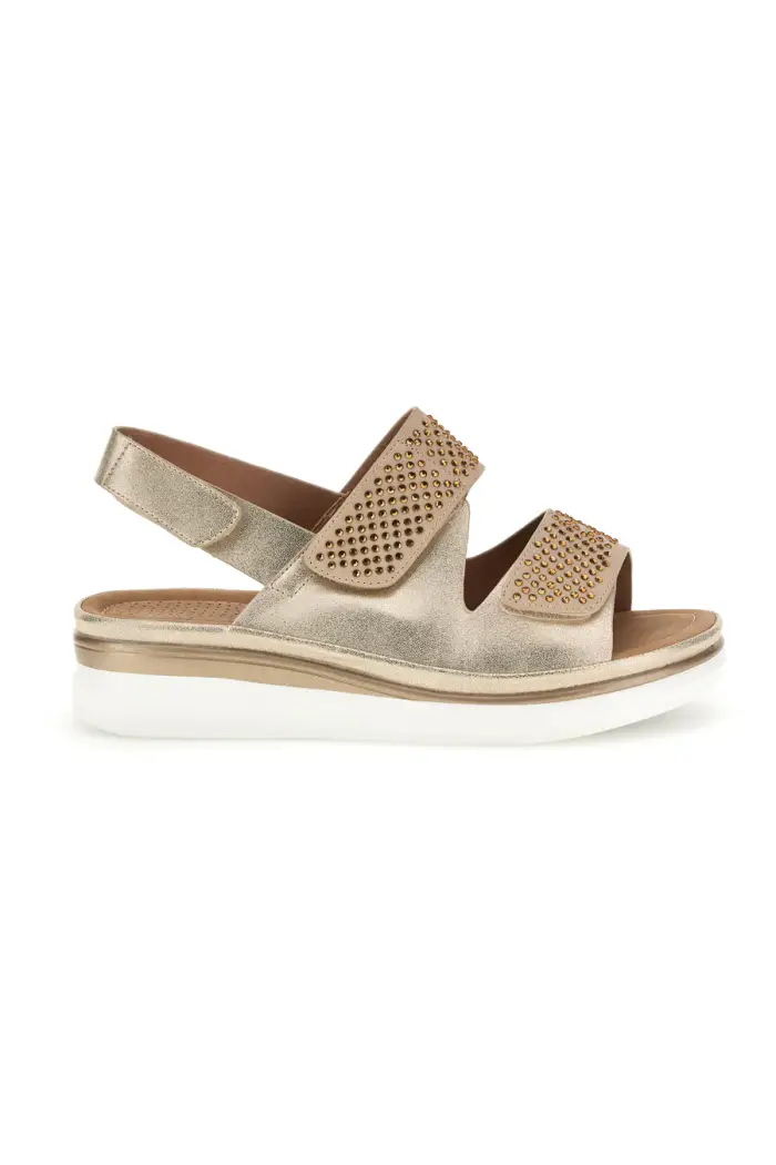 Sandali oro con memory soft e doppio strappo Energy E465 [BEIGE]