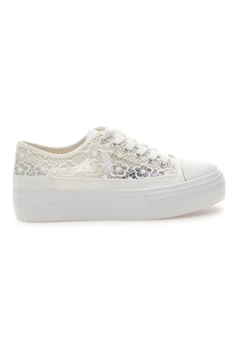 ENERGY Sneakers bianche in pizzo con suola platform E111 [BIANCO]