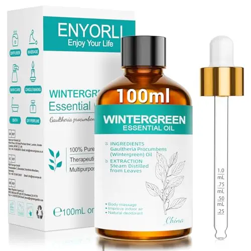ENYORLI Olio essenziale di Wintergreen 100ml Olio essenziale naturale puro al 100% per capelli, pelle, diffusore di