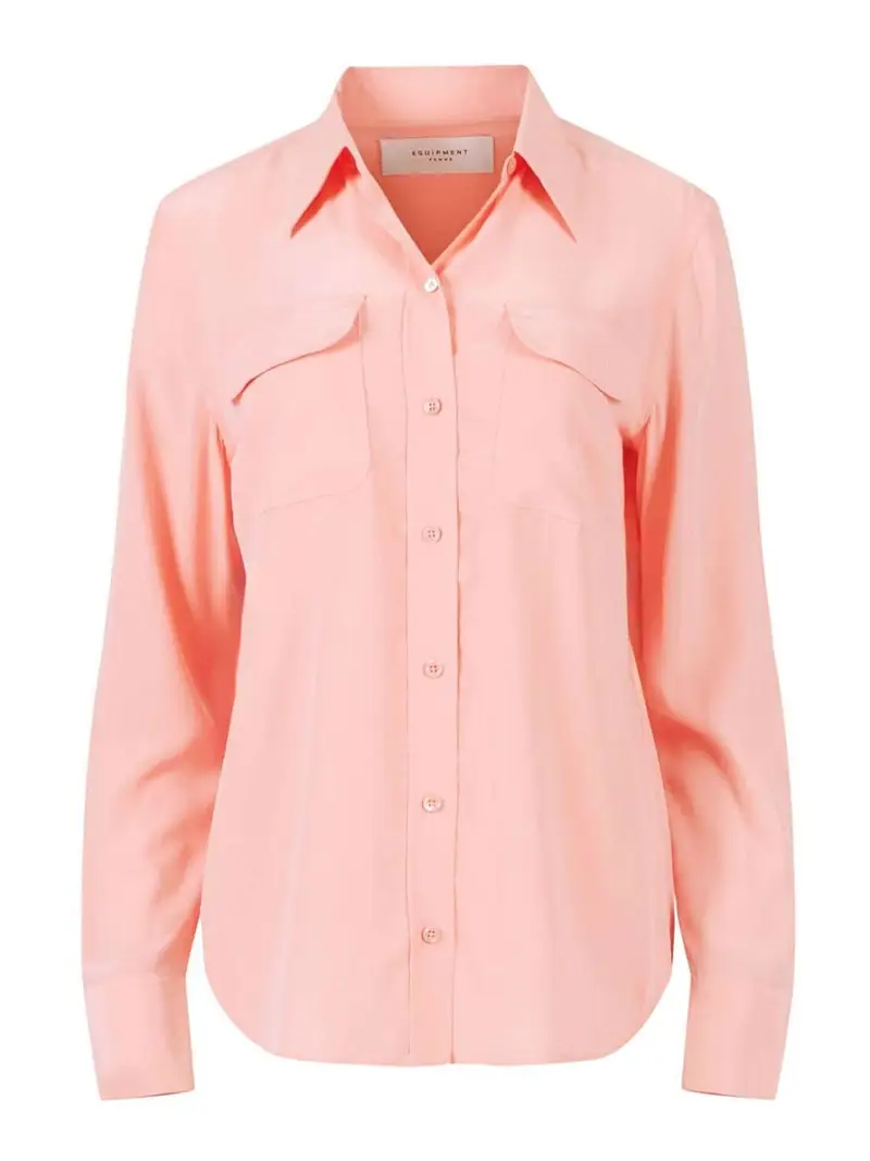 Camicia in seta dalla vestibilita' slim Color Carne E Neutri