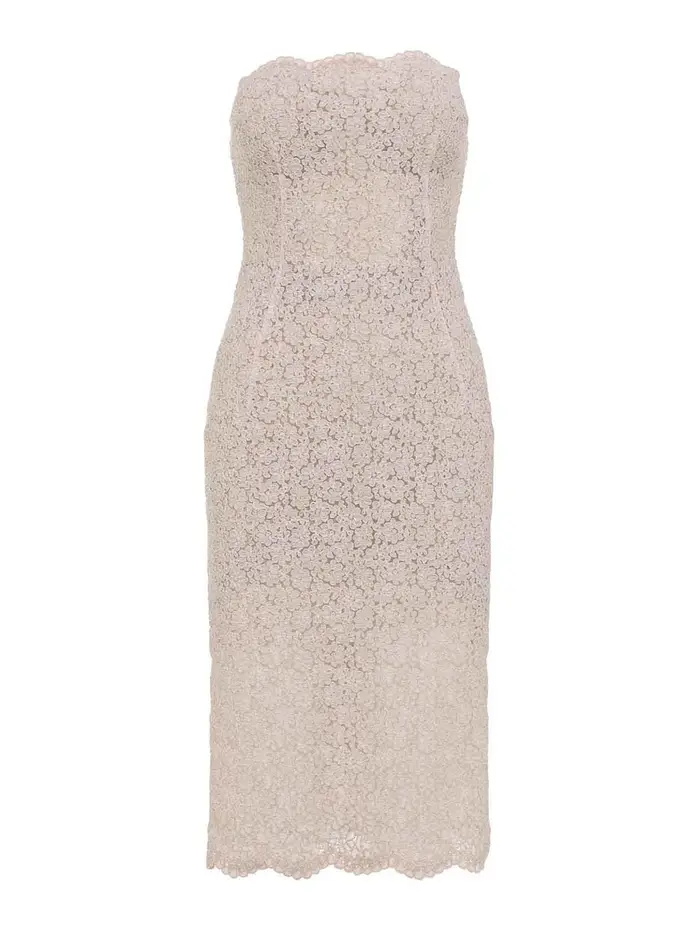 Ermanno Scervino Abito midi in pizzo Color Carne E Neutri
