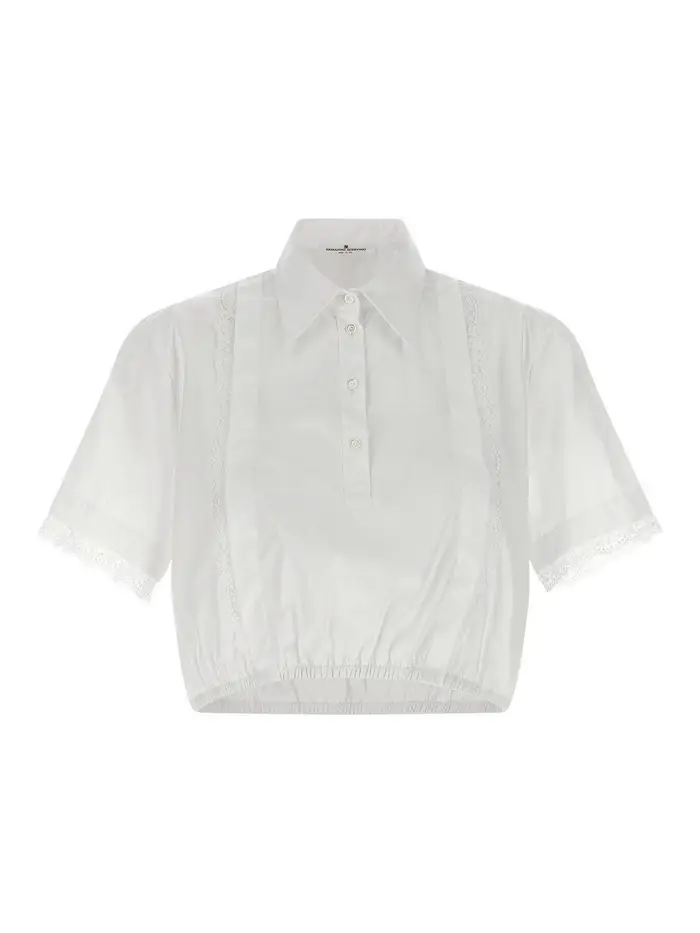 Ermanno Scervino Camicia con inserto in pizzo Bianco