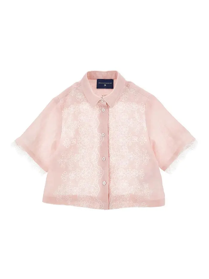 Camicia Con Ricamo Color Carne E Neutri