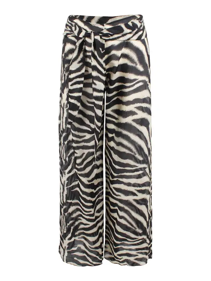 Ermanno Scervino Pantaloni fluidi in cotone e seta Animalier