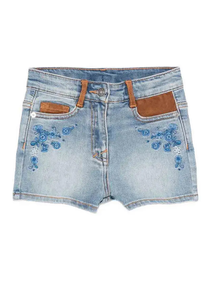 Ermanno Scervino Shorts Con Ricamo Blu