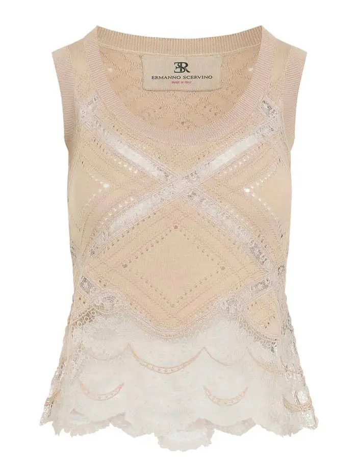 Ermanno Scervino Top in maglia senza maniche Beige